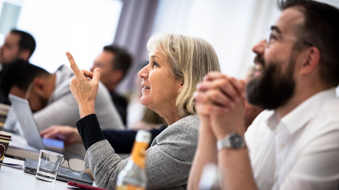 A participant making a point during discussion in Bonn