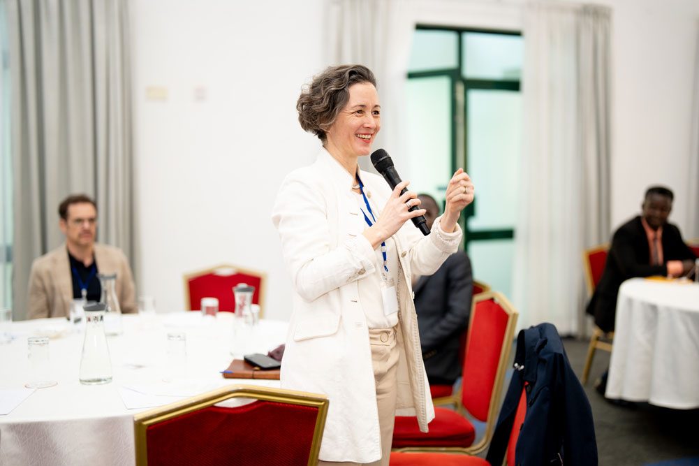 A participant speaking during a plenary session in Nairobi